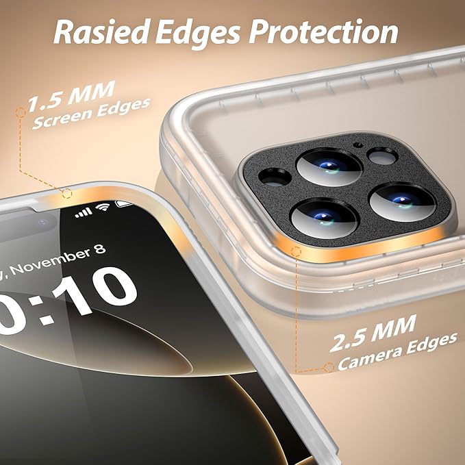 SPORTLINK for iPhone 16 Pro Max Case - IP68 Waterproof Military Protective Full Body Heavy Duty Shockproof 360 Sealed Dustproof with Screen Protector Cover for i Phone 16 Pro Max 6.9" Frosted Clear