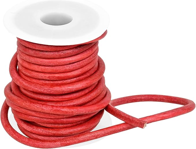 GENIQUE Real/Genuine Round Leather String Cord for Necklace, Bracelets, Jewellery, Braiding (Cyclaman Distressed, 4mm)