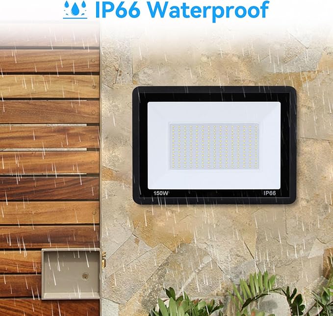4Pack-250W LED Flood Light Outdoor,27500lm LED Work Light with 6FT US Plug,IP66 Waterproof Exterior Security Lights,6000K Daylight White Outside Floodlights Slim design for Playground Yard Stadium
