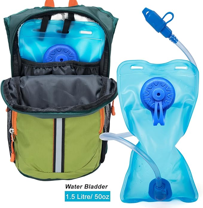 Ivygreen Kids Hydration Backpack, Hiking Backpack for Boys or Girls with 1.5L Water Bladder