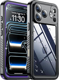 SPIDERCASE for iPhone 17 Pro Case Waterproof, Built-in Lens & Screen Protector, Full Heavy Duty Protection, 12FT Military Shockproof, Dustproof, Anti-Scratched Phone Case,Purple/Clear