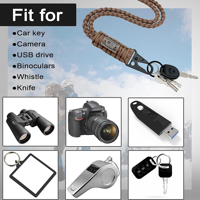 DDOUT Heavy Duty Paracord Lanyard 550 Paracord Braided Keychain for ID Badges, Camera, Whistle, Traveling, Outdoor Activities