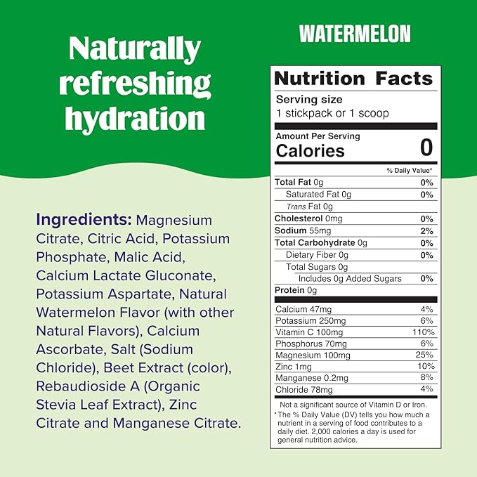 Ultima Replenisher Daily Electrolyte Powder – Watermelon, 20 Stickpacks – Zero Sugar Hydration Packets with 6 Electrolytes and Minerals – Sugar Free, Plant Based & Keto Friendly Drink Mix