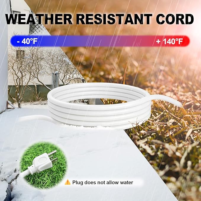 EP 2 Pack 15 Ft Outdoor Extension Cord with 3 Electrical Power Outlets - 16/3 SJTW White Cable with 3 Prong Grounded Plug for Safety Great for Christmas Lights, Garden and Major Appliances