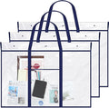 Windyun 3 Pack Large Poster Storage Bag 48" x 36" Bulletin Board Holder Art Portfolio Case PVC Art Portfolio Container Bulletin Board Storage Box with Pocket for Classroom Teacher Organization(Blue)