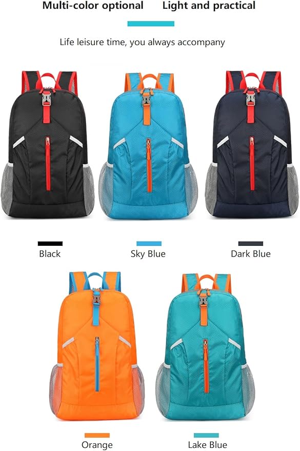levayhill 25L Foldable Hiking Backpack Lightweight Packable Basic-Daypack Collapsible Bag Water-Resistant Travel Men Women Camping Cycling Outdoor (Dark Blue)