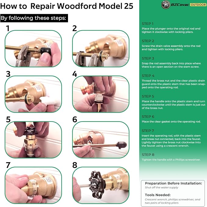 RK-25 Repair Kit for Woodford Model 20, 25 & 27 Series Freezeless Wall Faucets, Upgrade Service Kit