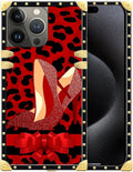 Compatible with iPhone 16 Pro Max Case, Elegant High Heels Luxury Golden Decoration for Girl Women Soft TPU Shockproof Protective Hard PC Back for iPhone 16 Pro Max