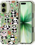 MOSNOVO for iPhone 17 Case, Shockproof Military-Grade Protection 6.6ft Drop Tested, Camera Control, Clear Phone Case for iPhone 17, Kawaii Panda Garden Design