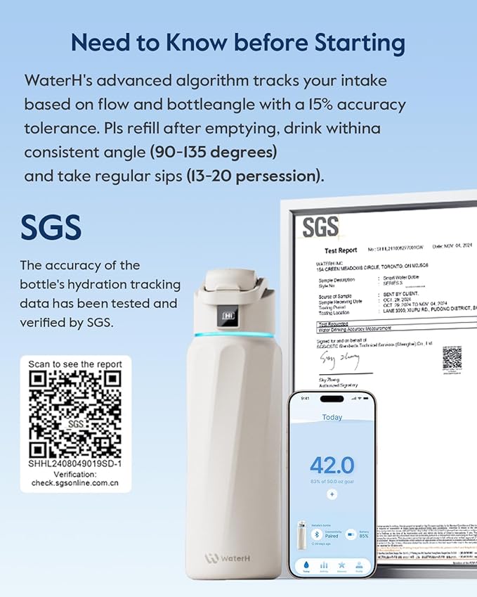 BOOST Smart Water Bottle with Reminder & Tracker, Double Wall Vacuum Insulated Bottles Stainless Steel, 32oz BPA-Free Wide Mouth for School, Gym, Office, Ideal for Mother's Day