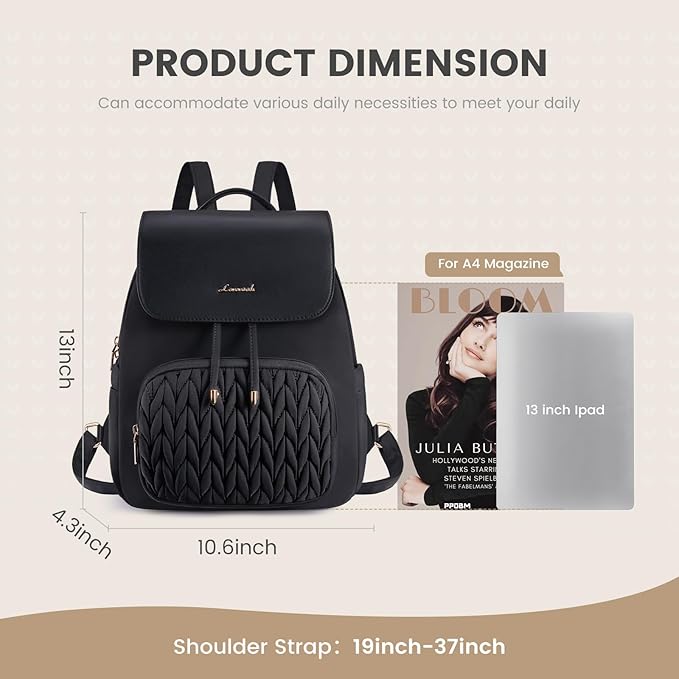 LOVEVOOK Mini Backpack for Women, Small Backpack Purse for Travel Work Cute Backpack Daypack With Anti-theft Pocket Mini Bag for Daily College Shopping, Black