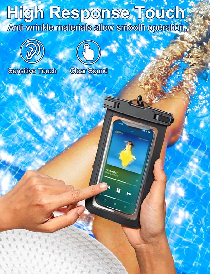2 Pack Black White Universal Waterproof Phone Pouch, Large Phone Waterproof Case Dry Bag,Protection Level: IP68,Outdoor Sports for Apple iPhone,Samsung,and More,(Fits Up to 8.3”),Black,White