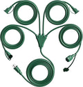 Eversimpleinc 1 to 4 Splitter Extension Cord (Combined 46 FT, End to End 28 FT), 3 Prong Plug with 4 Extended Outlets, with Weatherproof Covers for Indoor and Outdoor