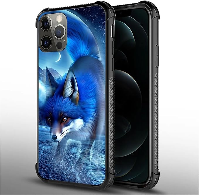 for iPhone 11 Pro Max Case, Snowy Mountain Fox Lake Pattern Graphic Design Girl Boy Soft Silicone Hard Acrylic Shock Protection for iPhone 11 Pro Max