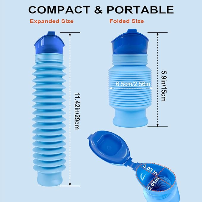 Pee Bottles for Men, Portable Urinal for Men, Collapsible Urine Bottle 750ML, Car Urinals for Men and Women, Emergency Urinal Shrinkable Pocket Toilet for Travel, Camping, Traffic Jam, Road Trips