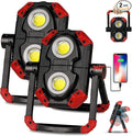 YZONI 2 Pack LED Work Light Rechargeable, 2 COB 2500LM Folding Portable Flood Light with Magnetic Base and 360° Rotation Stand, Spotlights for Camping Car Repairing Emergency Job Site Lighting