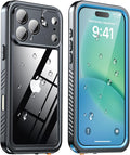 ANTSHARE for iPhone 17 Pro Max Case, IP68 Waterproof Shockproof Case, [Built-in Screen Protector] - 12 FT Military Dropproof - Full Body Heavy Duty Rugged Phone Cover 6.9 inches - Blue/Clear