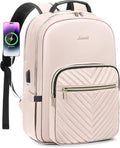 LOVEVOOK Laptop Backpack for Women 17.3 inch,Cute Womens Travel Backpack Purse,Professional Laptop Computer Bag,Waterproof Work Business College Teacher Bags Carry on Backpack with USB Port,Nude