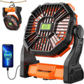 Portable Fan Rechargeable Battery Powered Fan,270°Pivot Cordless Battery Operated Camping Fans with LED Light & Hook,USB Personal Fans Outdoor Camping Essentials for Tent Beach Travel Reading