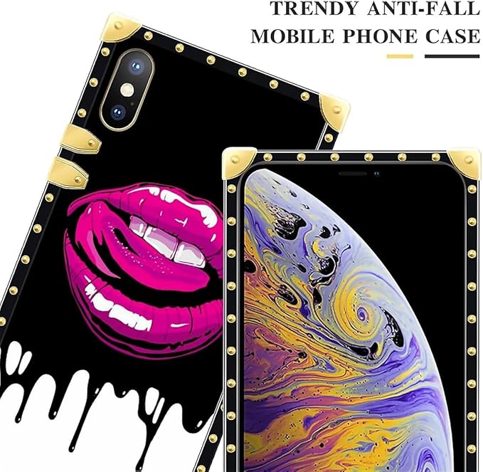 Compatible with iPhone XR Case, Black White Red Slap Sexy Luxury Golden Decoration for Girl Women Soft TPU Shockproof Protective Hard PC Back for iPhone XR