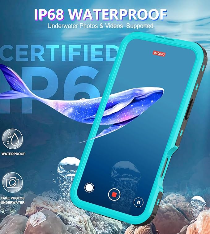 for iPhone 16 Pro Case Waterproof | Shockproof Dust Proof Phone Case Cover with Screen Protector - Blue