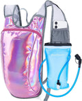 Blue Quartz Rave Hydration Backpack, Reflective Hiking Pack with 2L Water Bladder & Phone Pocket, Hydro Pack with Insulated Compartment for Festival Running Cycling for Men Women