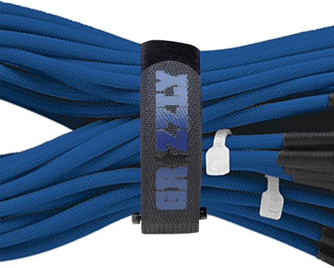 Officewerks Reusable Fastening Cable Straps and Ties, Variety Sizes (8"-12"-15"-20") Assorted 12 Pack, Black Nylon, Adjustable Multi-Purpose Hook and Loop Cinch Straps