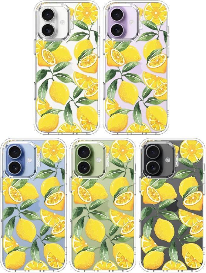 MOSNOVO for iPhone 17 Case | Military Grade 6.6ft Drop Tested | Camera Control | Clear with Lemon Design