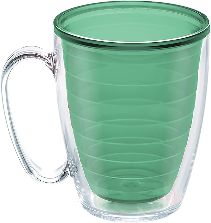 Tervis Clear & Colorful Tabletop Made in USA Double Walled Insulated Tumbler Travel Cup Keeps Drinks Cold & Hot, 16oz Mug, Mangrove Green