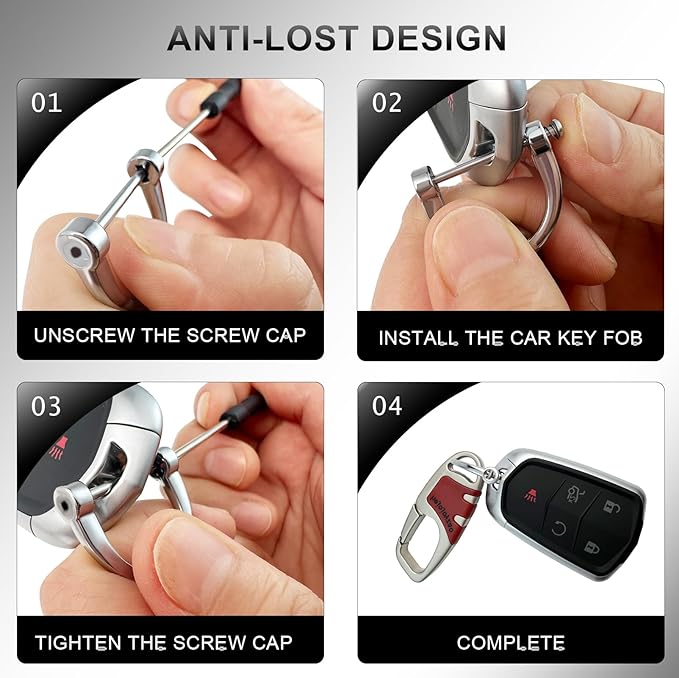 Keychain with Carabiner Clip, 4 Heavy Duty Key Rings and D Ring for Men's Car Key Fob Holder Fits Belt Loops