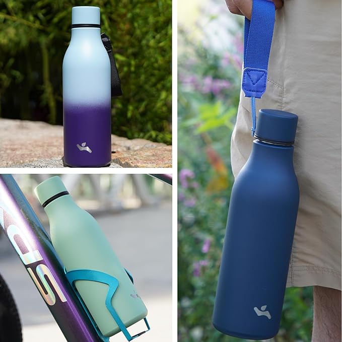 Insulated Water Bottle with Strap,18 oz Double Wall Stainless Steel Vacuum Bottles Metal Water Flask,Dawn