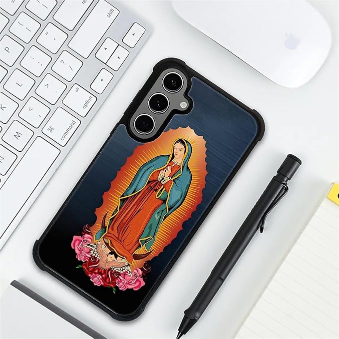 for Samsung Galaxy S24 S25 Plus Case, Red Virgen Guadalupe Pattern Graphic Design Girl Boy Soft Silicone Hard Acrylic Shock Protection for Samsung Galaxy S24 S25 Plus