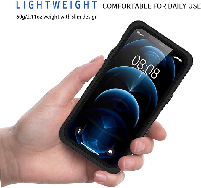 Lanhiem for iPhone 12 Case, Waterproof Dustproof Shockproof Case with Built-in Screen Protector [Not for iPhone 12 Pro], Full Body Underwater Protective Cover for iPhone 12 6.1 inch -Black