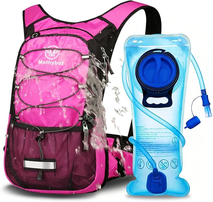 Mothybot Hydration Pack, Insulated Hydration Backpack with 2L BPA Free Water Bladder and Storage, Hiking Backpack for Men, Women, Kids for Running, Cycling, Camping - Keep Liquid Cool up to 5 Hours