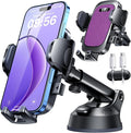 YRU [True Upgrade for Safety] Car Phone Holder Mount [Patent & Military-Grade] Dashboard Cell Phone Holder for Car Vent Windshield Phone Stand for iPhone 17 16 15 14 13 Pro Max Truck Samsung, Purple