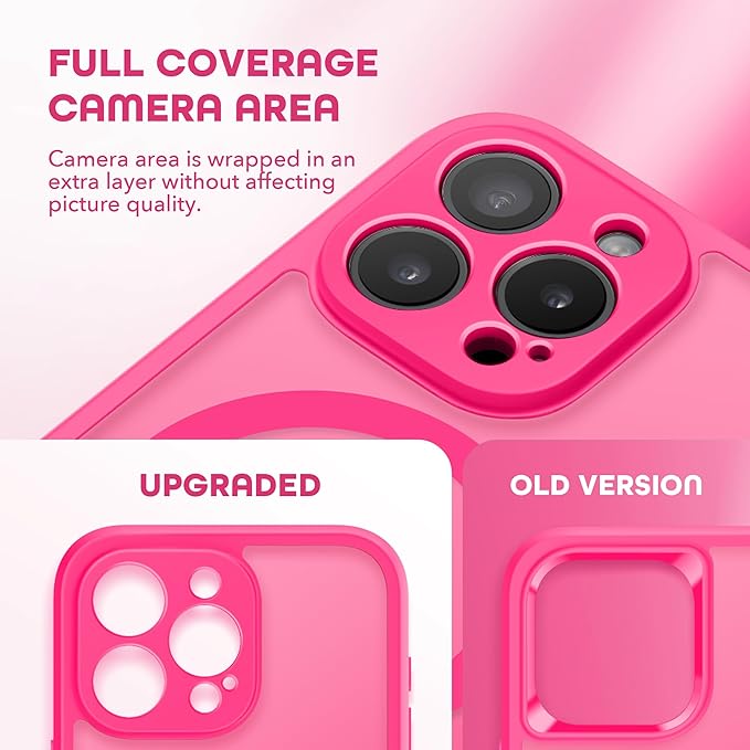 TIESZEN for iPhone 15 Pro Case, Compatible with MagSafe, Built-in Privacy Screen Protector and Camera Protection, Anti Spy Full Body Dustproof Shockproof Hard Phone Case 6.1", Hot Pink