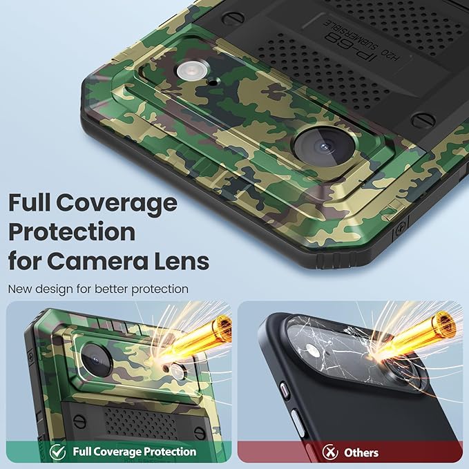 Mitywah Waterproof Case for iPhone Air, Military Grade Rugged Metal Case with Built-in Screen Protector, Heavy Duty Full Body Shockproof Protective Cover for 17 Air 6.5 inch, Camouflage