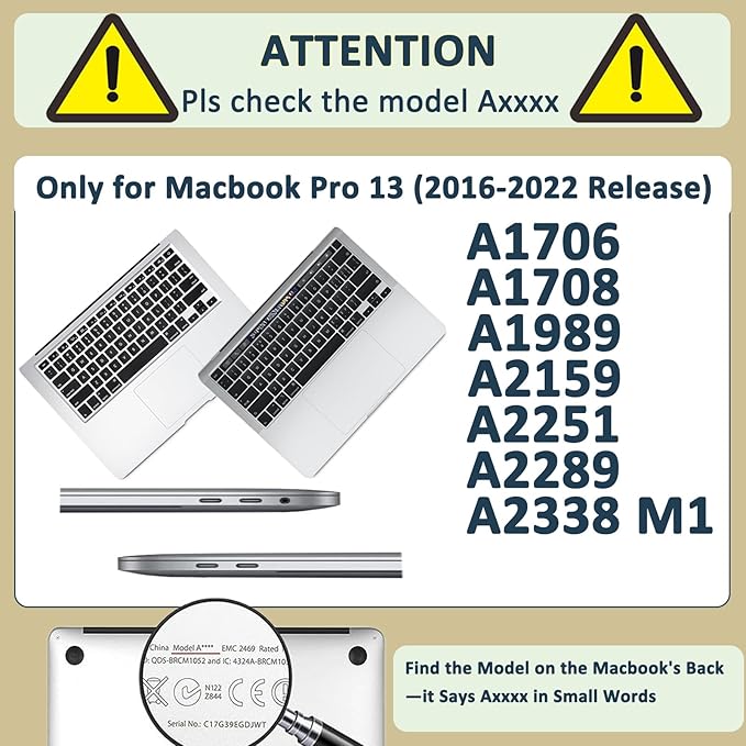 Laptop Case for New MacBook Pro 13 inch M1 M2 2016-2022 Release (Model A2338 A2289 A2251 A2159 A1989 A1708 A1706),Arts Pro 13.3" Hard Case Cover & Keyboard Cover,Black Marble