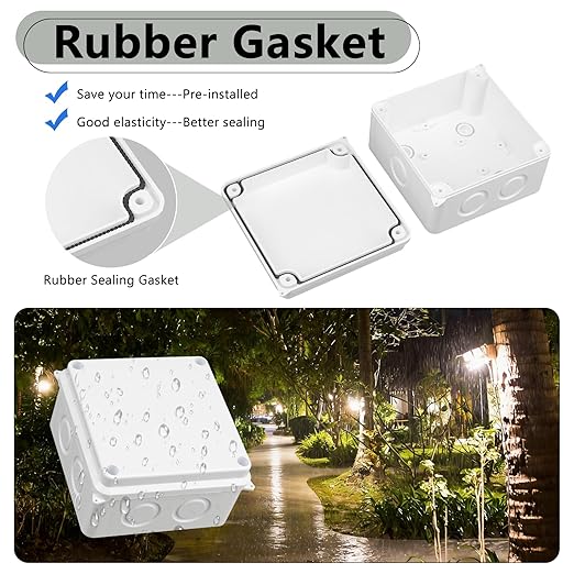 SuperInk IP65 Junction Box, 1PK White Outdoor Electrical Enclosure for Electronics, ABS Plastic Waterproof Project Case for DIY & Sensor Wiring, 3.9" x 3.9" x 2.8" (100x100x70mm)