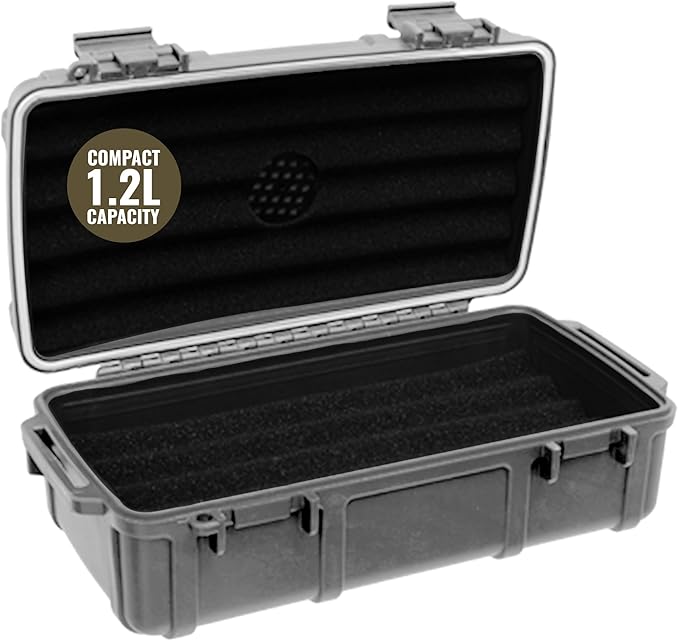 Waterproof Storage Case 1.2 L Capacity – Heavy-Duty Gear Box with Foam, Carabiner & Lanyard – Crushproof, Airtight Outdoor Container for Camping, Hiking, Fishing