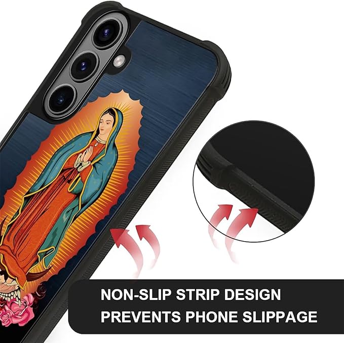 for Samsung Galaxy S26 Case,Graphic Design for Girl Boy Soft Silicone Hard Acrylic Shock Protection Designed for Samsung Galaxy S26 Red Virgen Guadalupe Pattern