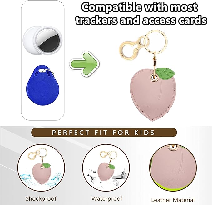 Leather Keychain Holder Case Compatible with AirTag,Cute air tag Cover with Keychain Ring,GPS Tracker Case for Keys