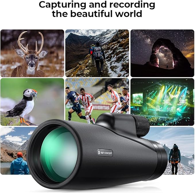 K&F Concept 12X50 HD Monoculars, Monoculars Telescope for Adults with BAK4 Prism & FMC Lens, Waterproof Monocular Scope with Dual Focus for Bird Watching Hunting Wildlife Hiking Traveling