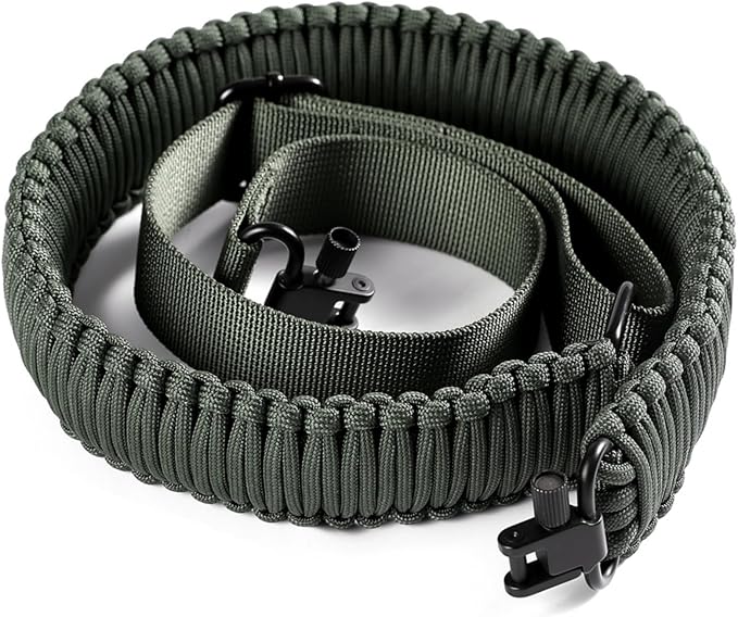 VVAAGG Two-Point Paracord Rifle Sling with Swivels, Non-Slip Gun Sling with Adjustable Length Strap