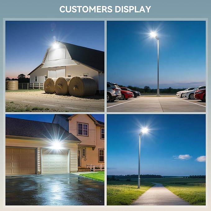 VOOJOY 8000W Solar Street Lights Outdoor Waterproof, Dusk to Dawn Solar Lights Outdoor, LED Flood Security Light with Motion Sensor and Remote Control for Yard, Parking Lot, Garage, Street, 3 Pack