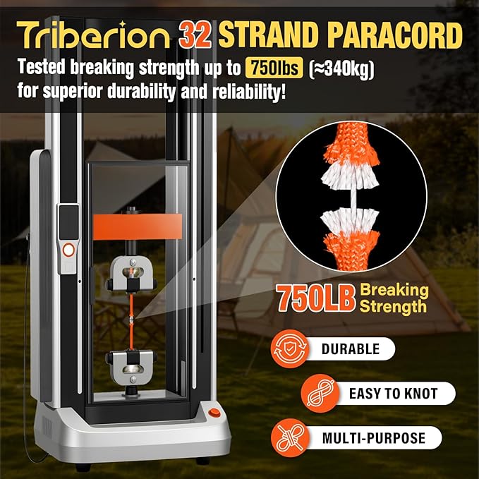 Paracord Rope 750 lb - 500ft 5/32" Parachute Cord 4MM 12-Strand para Cord - Heavy Duty Spool String for Survival,Camping Gear, Survival Bracelet, Clothesline - Orange