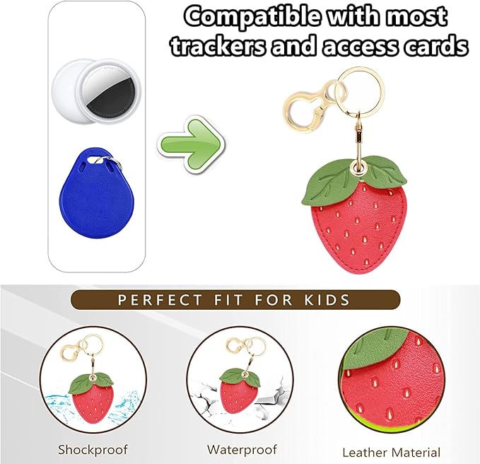 Leather Keychain Holder Case Compatible with AirTag,Cute air tag Cover with Keychain Ring,GPS Tracker Case for Keys