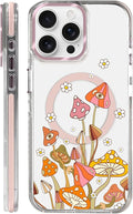 Case for iPhone 14 Pro Max,[Compatible with MagSafe],Retro Mushroom Sunflower Phone Case Design，for Women Girls Magnetic Clear Cover - Slim, Sleek, & Shockproof Protection
