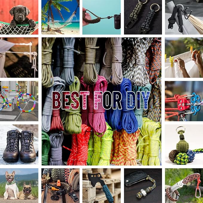 HERCULES Type III Paracord 550 Paracord Rope Parachute Cord, 1000' Reflective for Camping Cord, Survival Rope