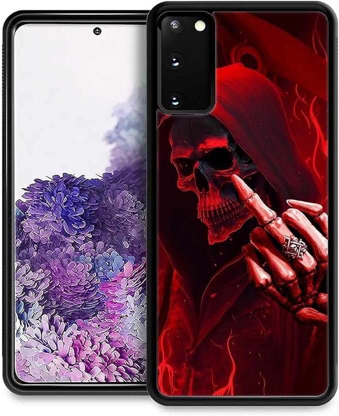 for Samsung Galaxy S20 Case, Gestures Funny Skull Pattern Graphic Design Girl Boy Soft Silicone Hard Acrylic Shock Protection for Samsung Galaxy S20